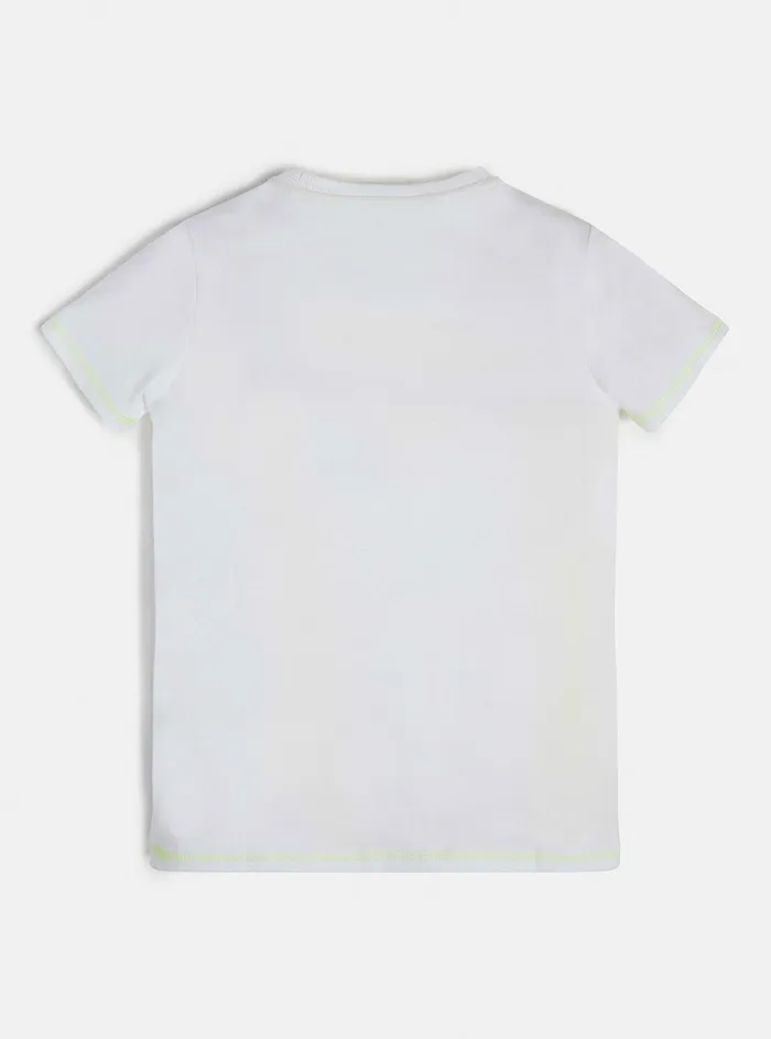 Kids Big Boy GUESS White Yellow Logo Tshirt 716 Kids Big Boy GUESS White Yellow Logo Tshirt 716