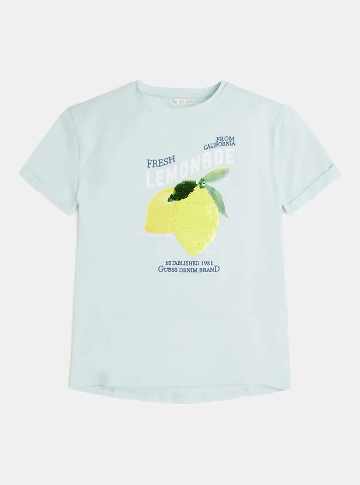 Kids Big Girl GUESS Green Reversible Sequin Logo Tshirt 716