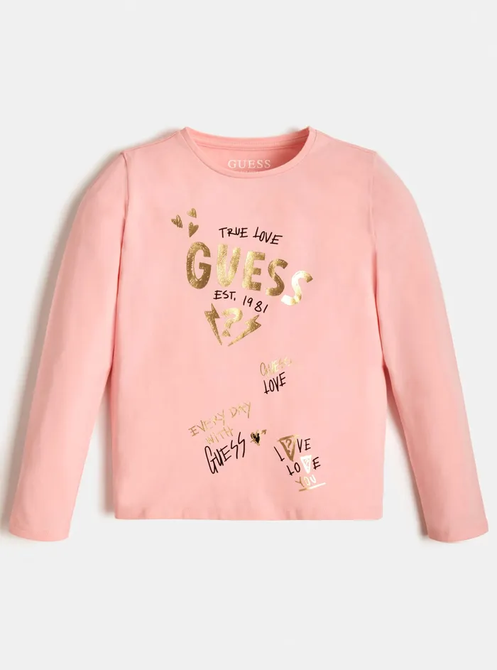 Kids Big Girl GUESS Pink True Love Tshirt 716