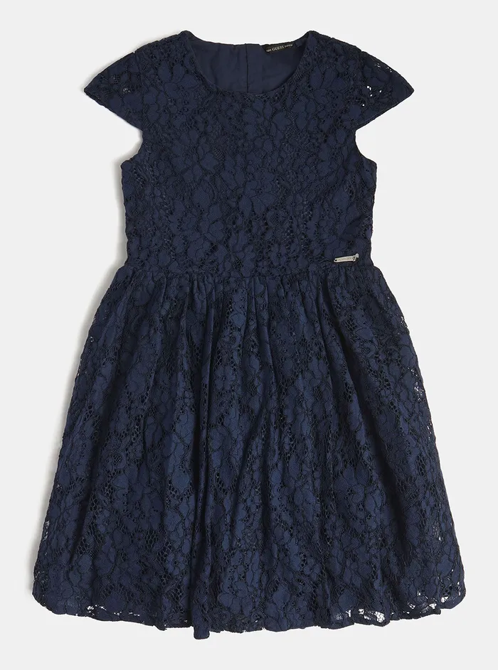 Kids Big Girl GUESS Secret Blue Lace Dress 816