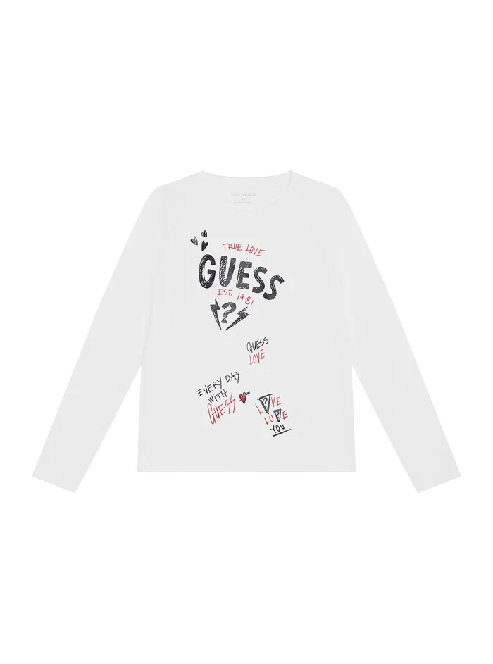 Kids Big Girl GUESS White True Love Tshirt 716