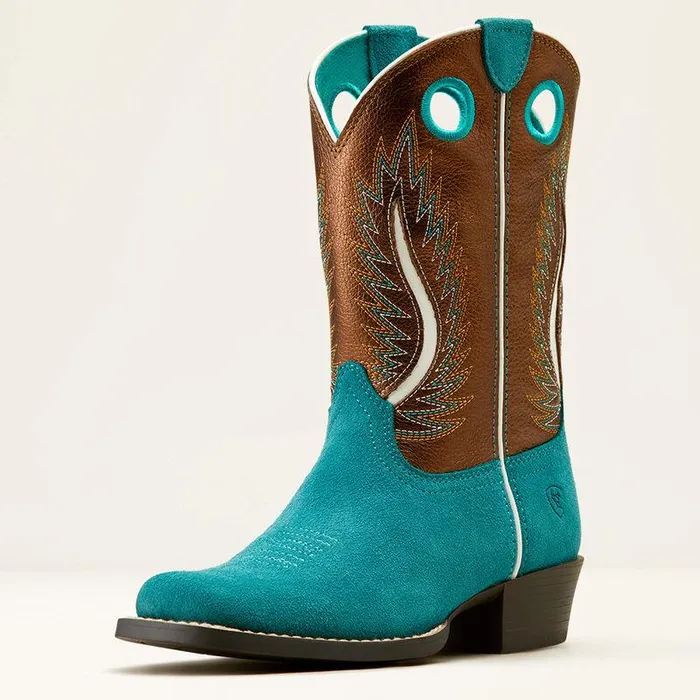 Kids Big Kids039 Footwear Ariat Futurity Fort Worth Western Boot Teal Suedegilded Mocha Kids Big Kids039 Footwear Ariat Futurity Fort Worth Western Boot Teal Suedegilded Mocha