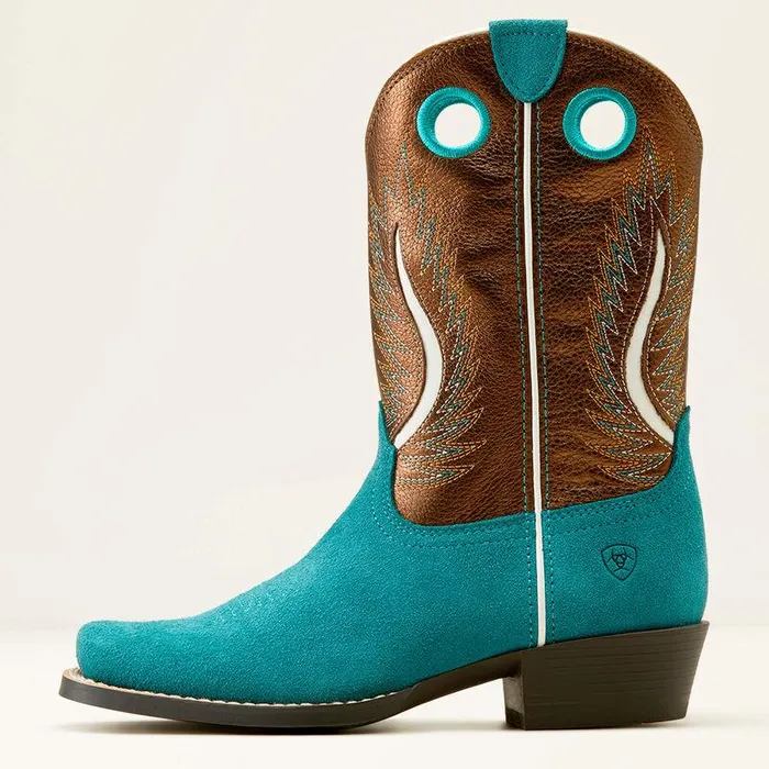 Kids Big Kids039 Footwear Ariat Futurity Fort Worth Western Boot Teal Suedegilded Mocha Kids Big Kids039 Footwear Ariat Futurity Fort Worth Western Boot Teal Suedegilded Mocha