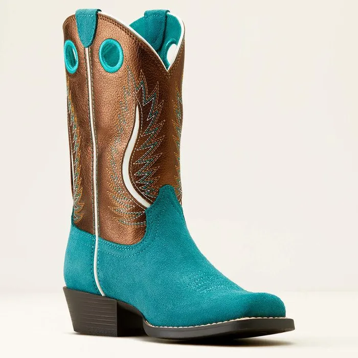 Kids Big Kids039 Footwear Ariat Futurity Fort Worth Western Boot Teal Suedegilded Mocha Kids Big Kids039 Footwear Ariat Futurity Fort Worth Western Boot Teal Suedegilded Mocha