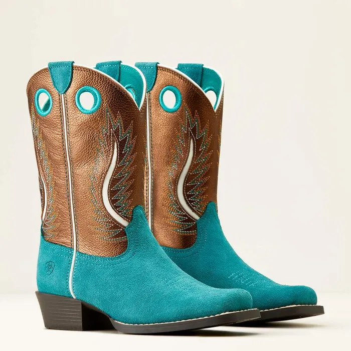 Kids Big Kids039 Footwear Ariat Futurity Fort Worth Western Boot Teal Suedegilded Mocha Kids Big Kids039 Footwear Ariat Futurity Fort Worth Western Boot Teal Suedegilded Mocha