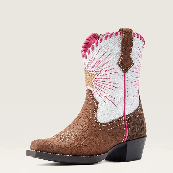 Kids Big Kids039 Footwear Ariat Heritage Star Easy Fit Western Boot Brown Floral Embosspearl Snake