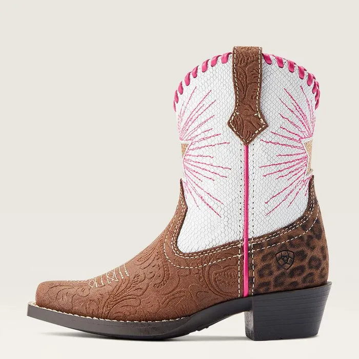 Kids Big Kids039 Footwear Ariat Heritage Star Easy Fit Western Boot Brown Floral Embosspearl Snake