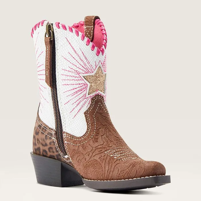 Kids Big Kids039 Footwear Ariat Heritage Star Easy Fit Western Boot Brown Floral Embosspearl Snake