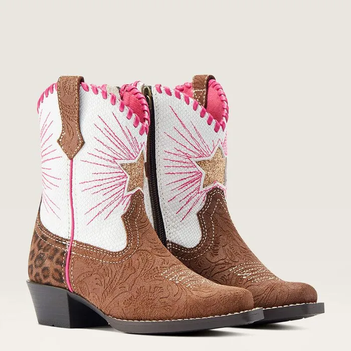 Kids Big Kids039 Footwear Ariat Heritage Star Easy Fit Western Boot Brown Floral Embosspearl Snake