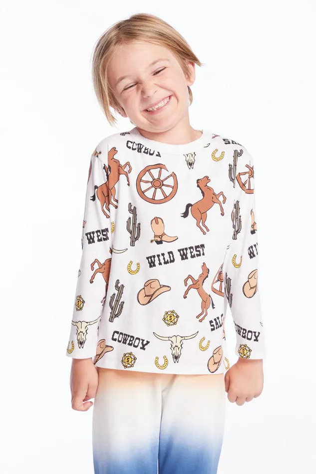 Kids Boys Chaser Brand Allover Cowboy Hats Boys Long Sleeve