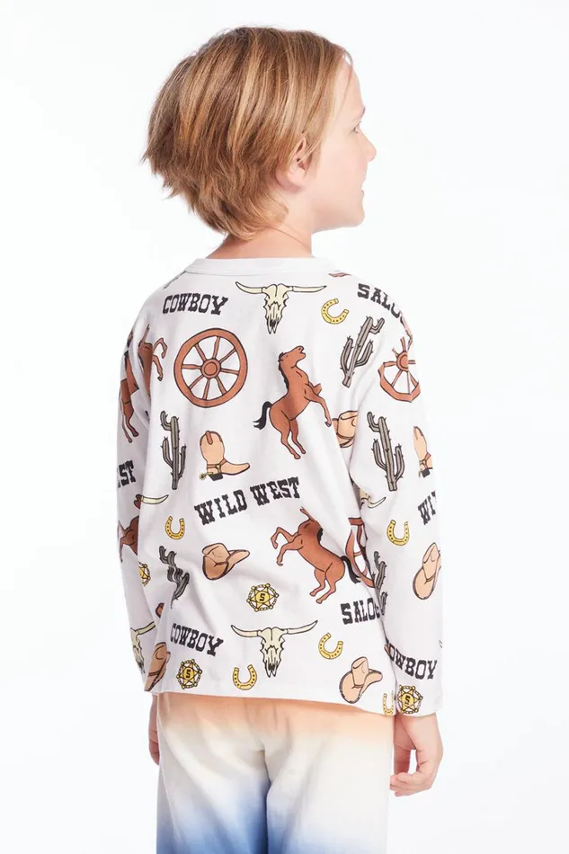 Kids Boys Chaser Brand Allover Cowboy Hats Boys Long Sleeve