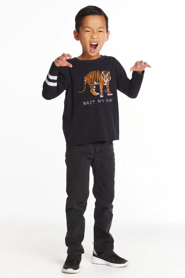 Kids Boys Chaser Brand Best Bro Boys Long Sleeve Crew Neck Tee