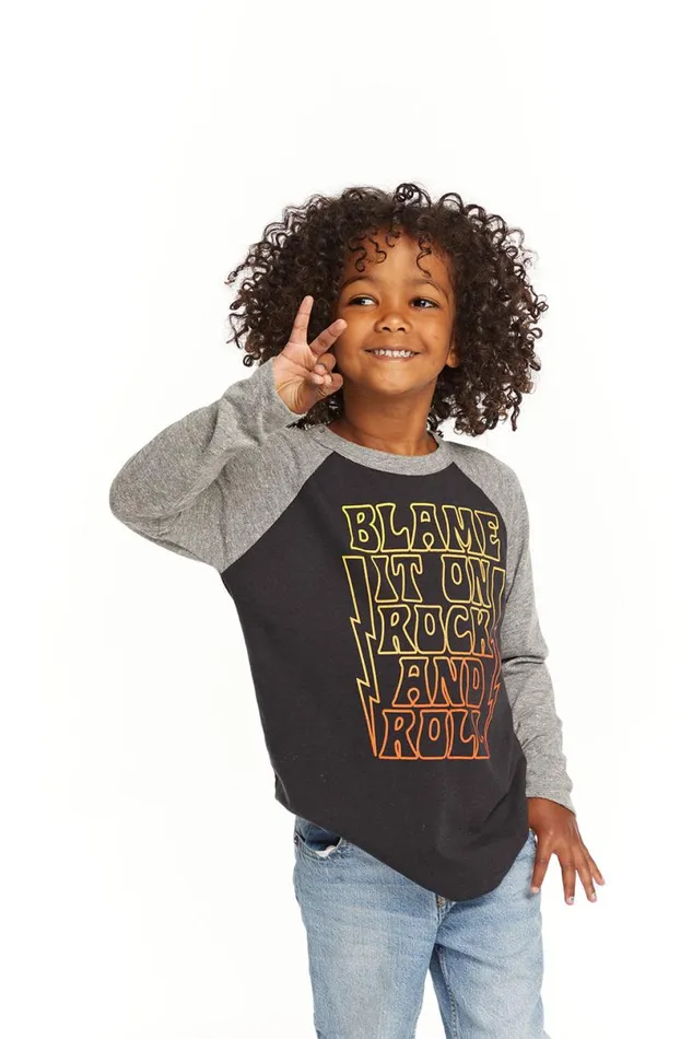 Kids Boys Chaser Brand Blame Rock And Roll Baseball Tee
