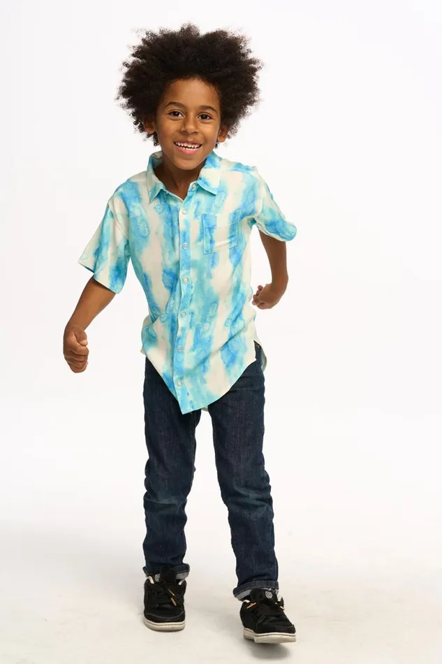 Kids Boys Chaser Brand Blue Watercolor Stripe