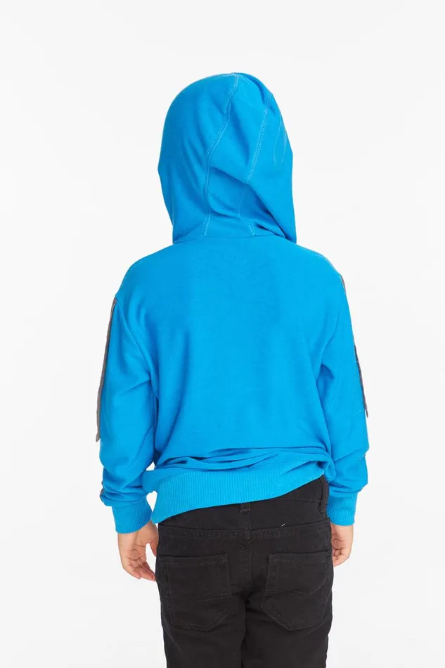 Kids Boys Chaser Brand Bolt Blue Danube Long Sleeve Zip Up Hoodie