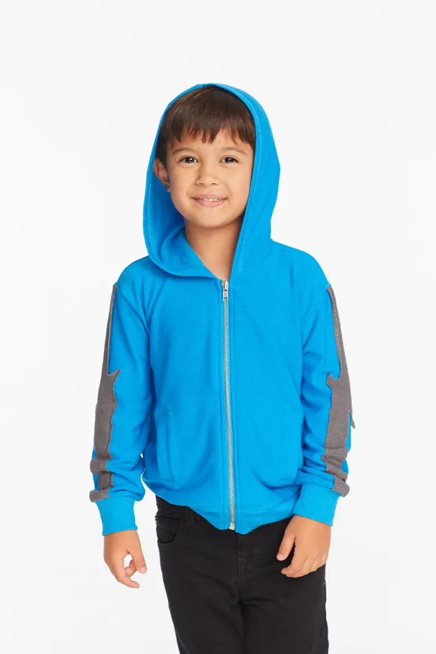 Kids Boys Chaser Brand Bolt Blue Danube Long Sleeve Zip Up Hoodie