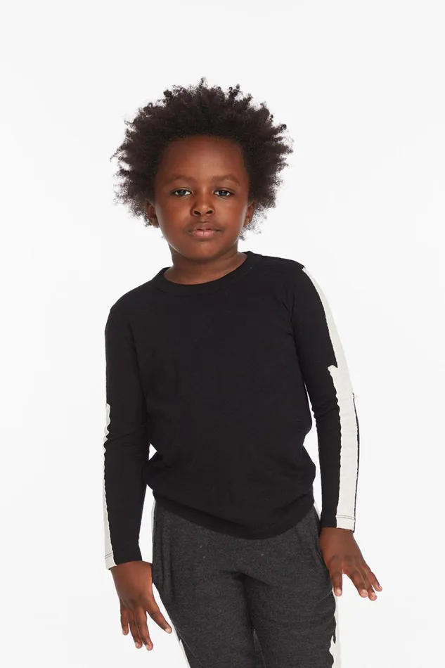 Kids Boys Chaser Brand Bolt Crew Neck Licorice Long Sleeve Tee