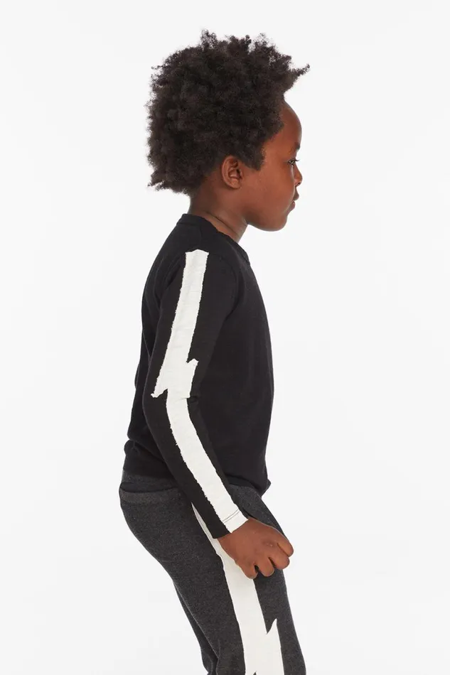 Kids Boys Chaser Brand Bolt Crew Neck Licorice Long Sleeve Tee