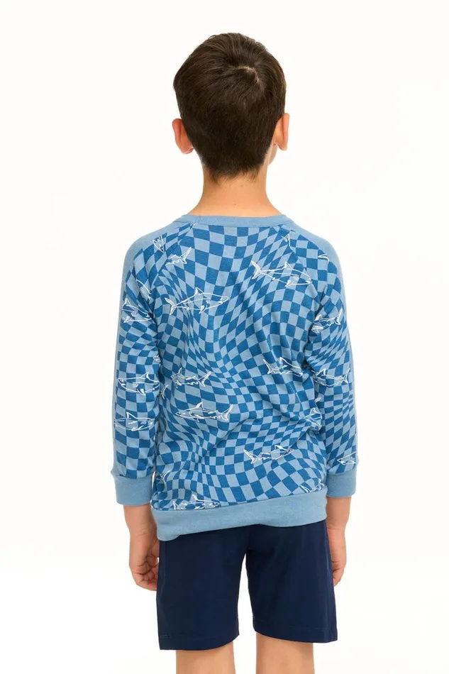 Kids Boys Chaser Brand Boy039s Checkered Shark Raglan Pullover