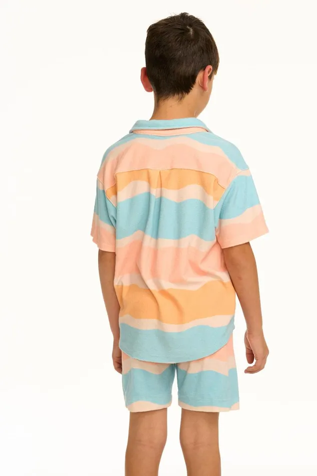 Kids Boys Chaser Brand Boy039s Wavy Stripe Collared Button Down Shirt