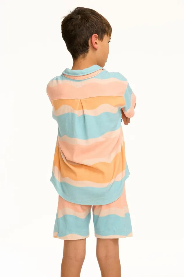 Kids Boys Chaser Brand Boy039s Wavy Stripe Collared Button Down Shirt