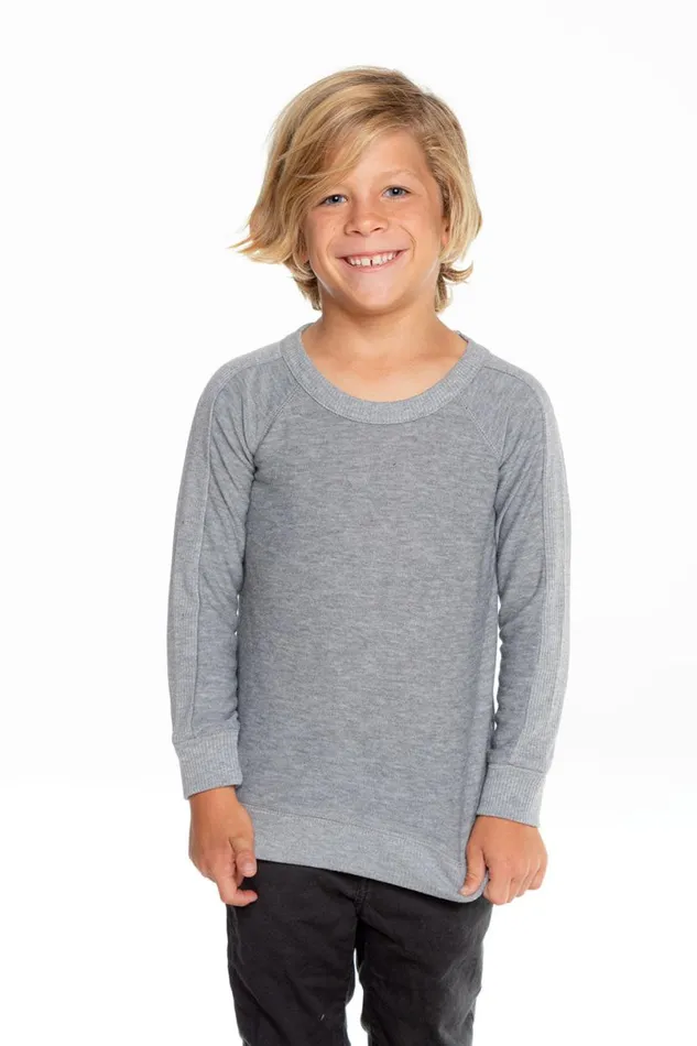 Kids Boys Chaser Brand Boys Cozy Knit Long Sleeve Rib Panel Raglan Pullover