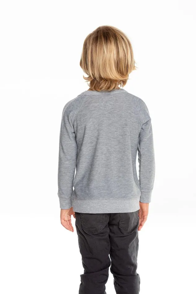 Kids Boys Chaser Brand Boys Cozy Knit Long Sleeve Rib Panel Raglan Pullover