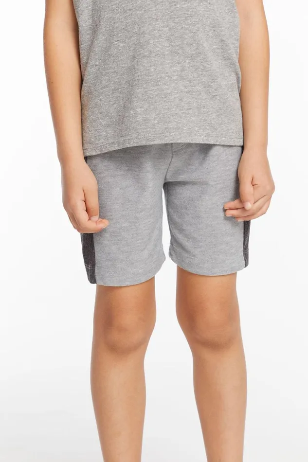 Kids Boys Chaser Brand Boys Cozy Knit Rib Heather Grey Panel Shorts