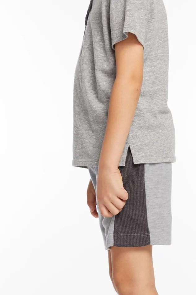 Kids Boys Chaser Brand Boys Cozy Knit Rib Heather Grey Panel Shorts
