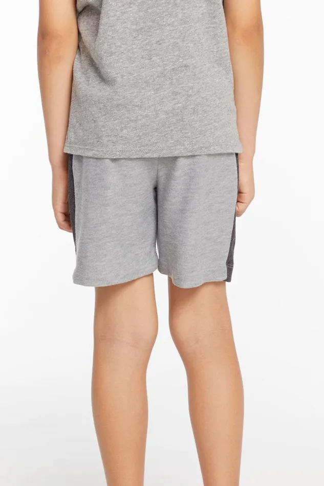 Kids Boys Chaser Brand Boys Cozy Knit Rib Heather Grey Panel Shorts
