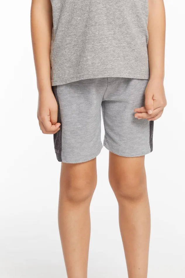 Kids Boys Chaser Brand Boys Cozy Knit Rib Heather Grey Panel Shorts