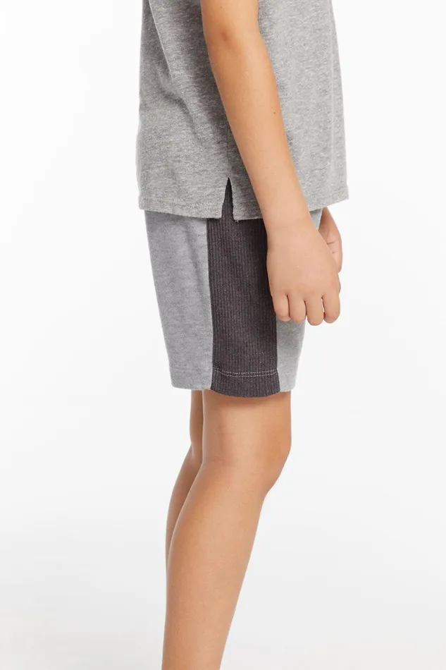 Kids Boys Chaser Brand Boys Cozy Knit Rib Heather Grey Panel Shorts