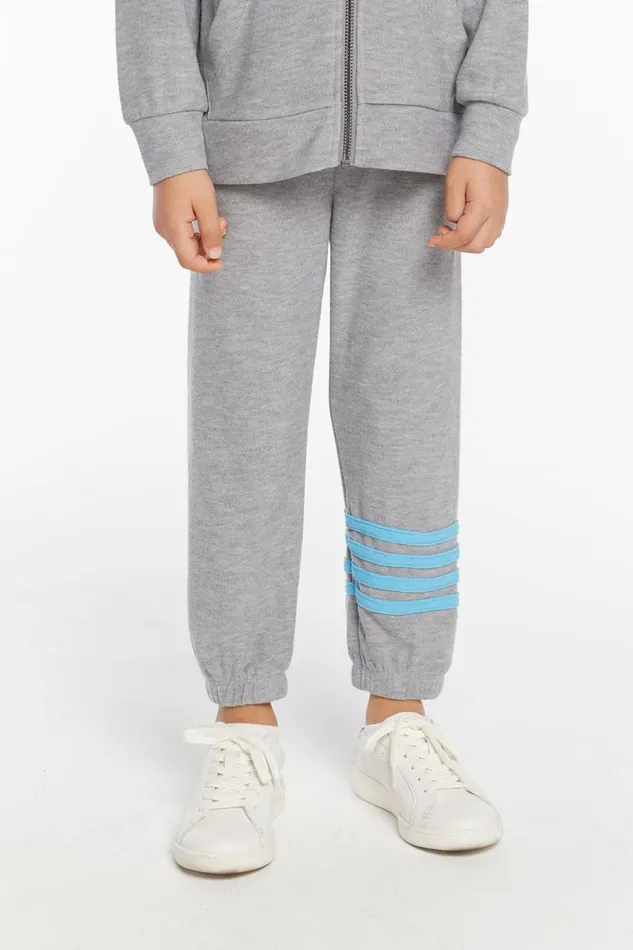 Kids Boys Chaser Brand Boys Heather Grey No Side Seam Jogger With Strapping