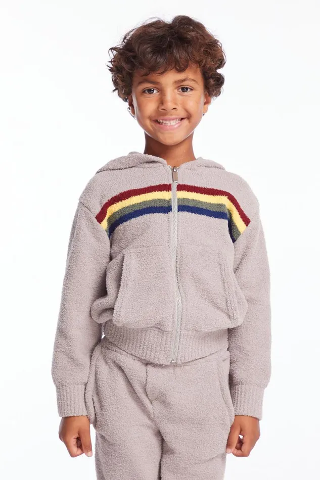 Kids Boys Chaser Brand Boys Heather Grey Zip Up Hoodie