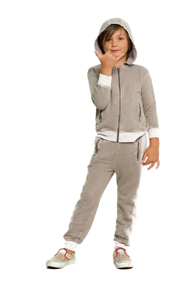Kids Boys Chaser Brand Boys Linen French Terry Jogger With Zippers