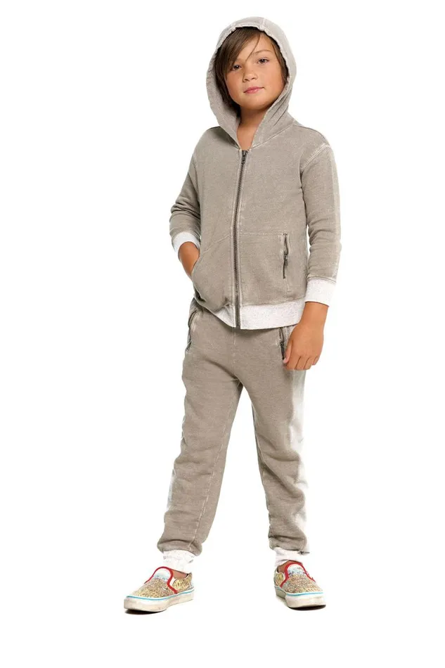 Kids Boys Chaser Brand Boys Linen French Terry Jogger With Zippers