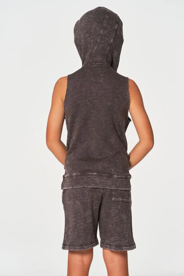 Kids Boys Chaser Brand Boys Linen French Terry Sleeveless Muscle Pullover Hoodie