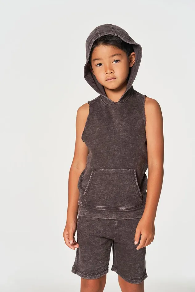 Kids Boys Chaser Brand Boys Linen French Terry Sleeveless Muscle Pullover Hoodie