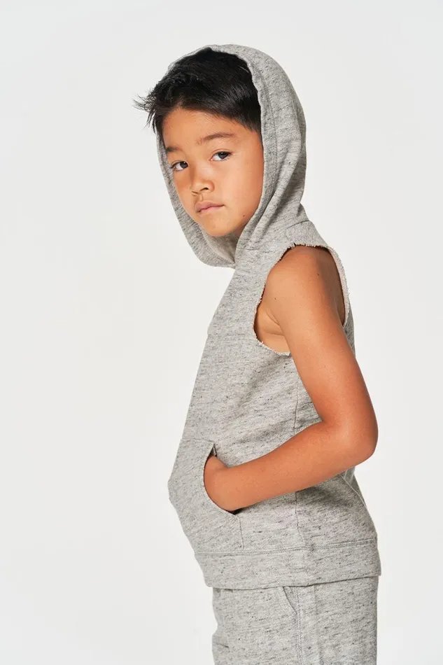 Kids Boys Chaser Brand Boys Linen French Terry Sleeveless Muscle Pullover Hoodie