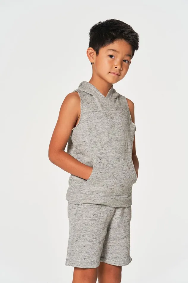 Kids Boys Chaser Brand Boys Linen French Terry Sleeveless Muscle Pullover Hoodie