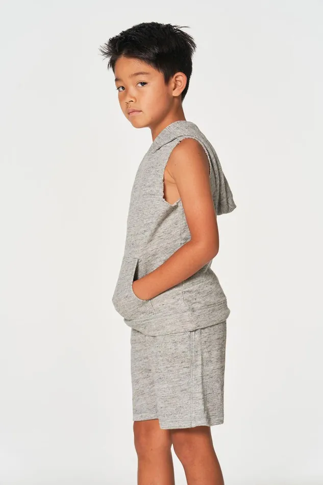 Kids Boys Chaser Brand Boys Linen French Terry Sleeveless Muscle Pullover Hoodie