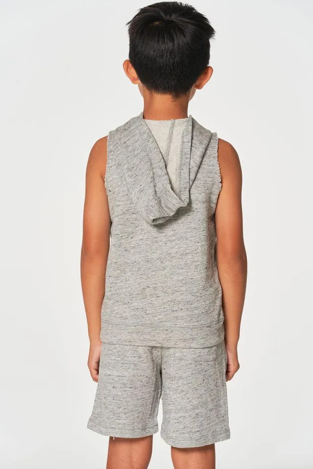 Kids Boys Chaser Brand Boys Linen French Terry Sleeveless Muscle Pullover Hoodie