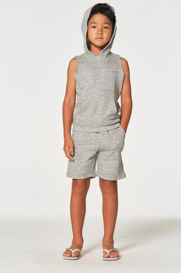 Kids Boys Chaser Brand Boys Linen French Terry Sleeveless Muscle Pullover Hoodie