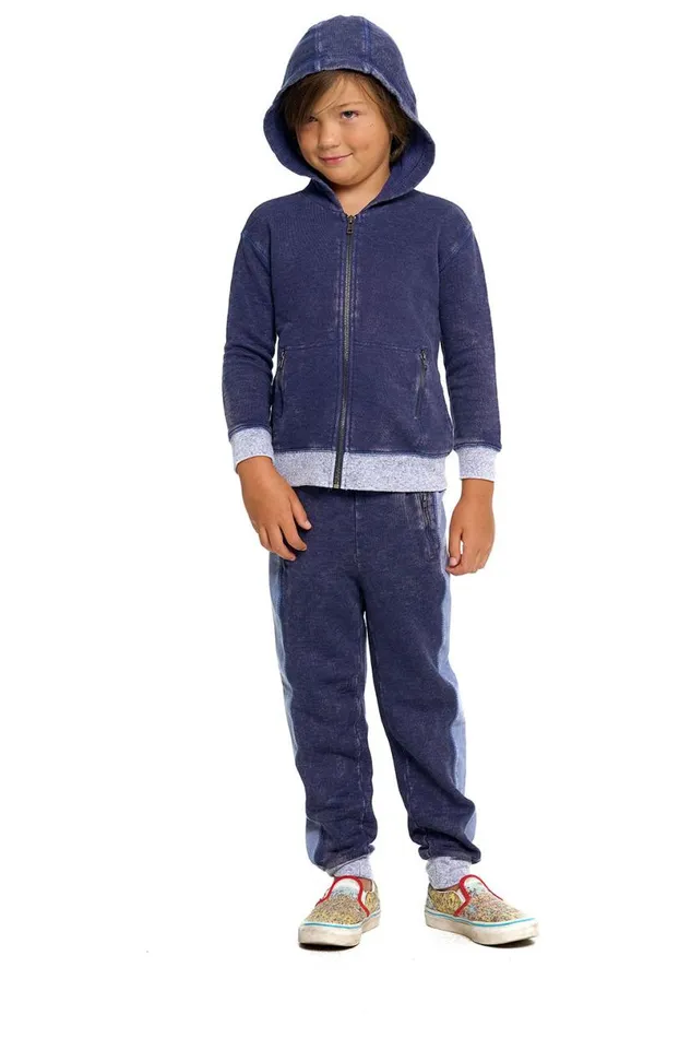 Kids Boys Chaser Brand Boys Linen French Terry Zip Up Hoodie With Zippers