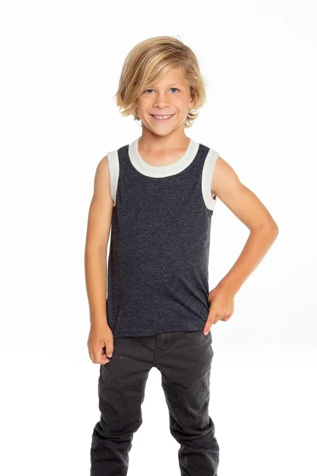 Kids Boys Chaser Brand Boys Recycled Vintage Jersey Contrast Binding Muscle Tank