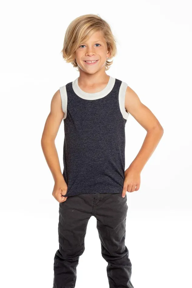 Kids Boys Chaser Brand Boys Recycled Vintage Jersey Contrast Binding Muscle Tank