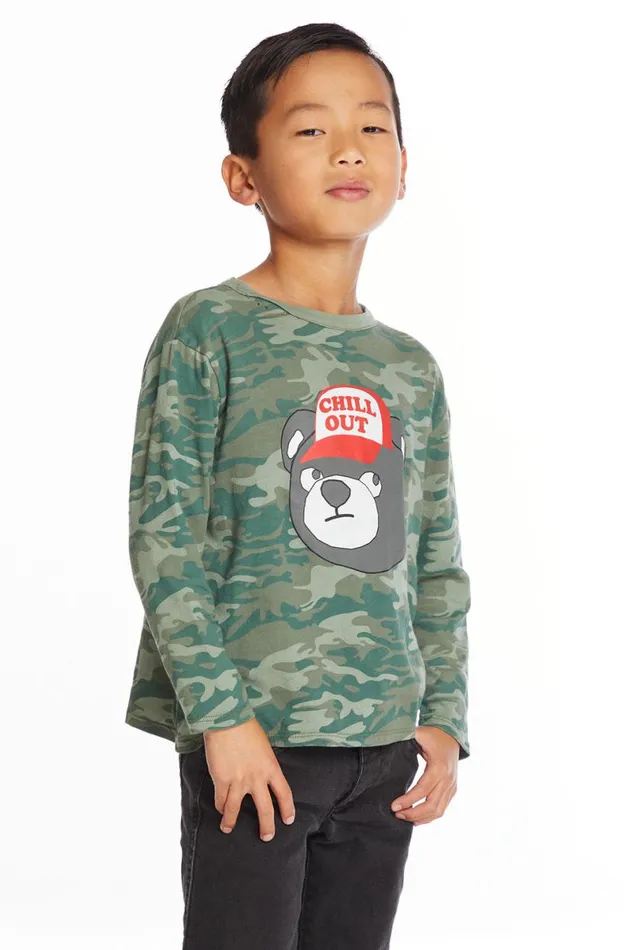 Kids Boys Chaser Brand Chill Out Boys Long Sleeve Crew Neck Tee