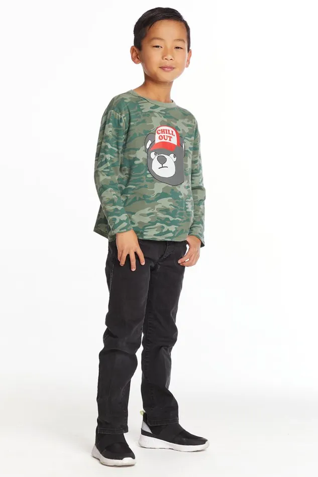 Kids Boys Chaser Brand Chill Out Boys Long Sleeve Crew Neck Tee
