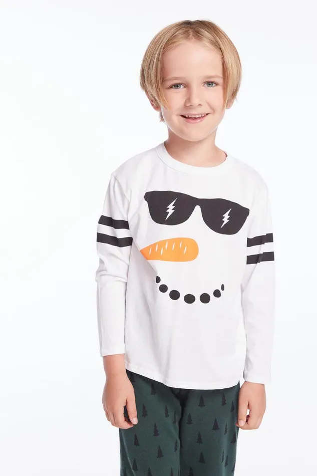 Kids Boys Chaser Brand Chill Snowman Boys Cloud Jersey Long Sleeve