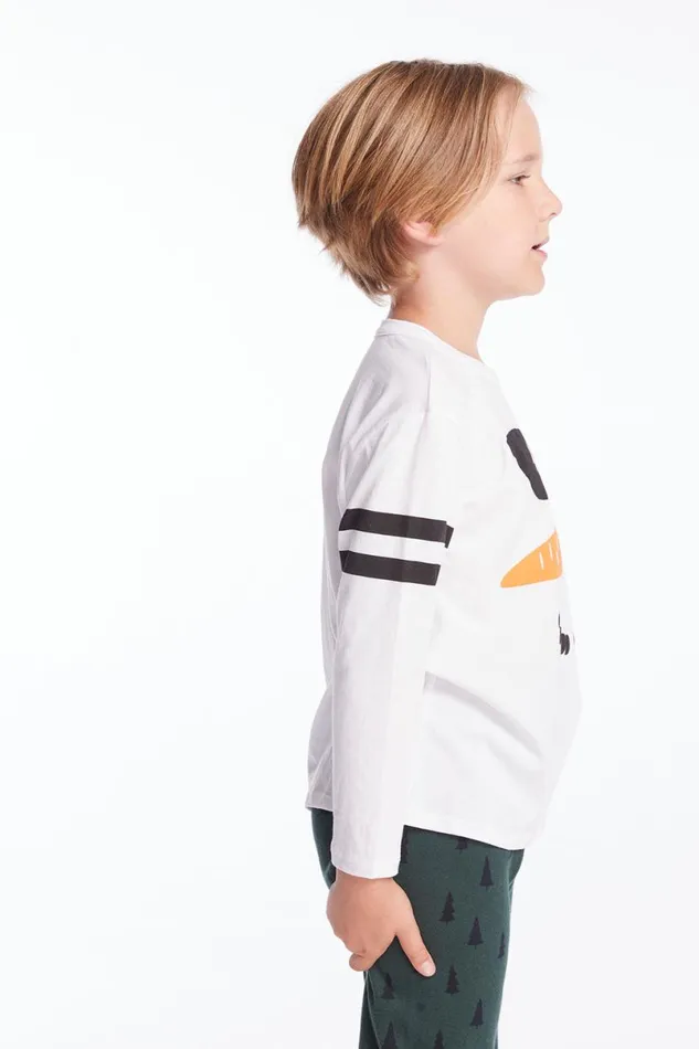 Kids Boys Chaser Brand Chill Snowman Boys Cloud Jersey Long Sleeve